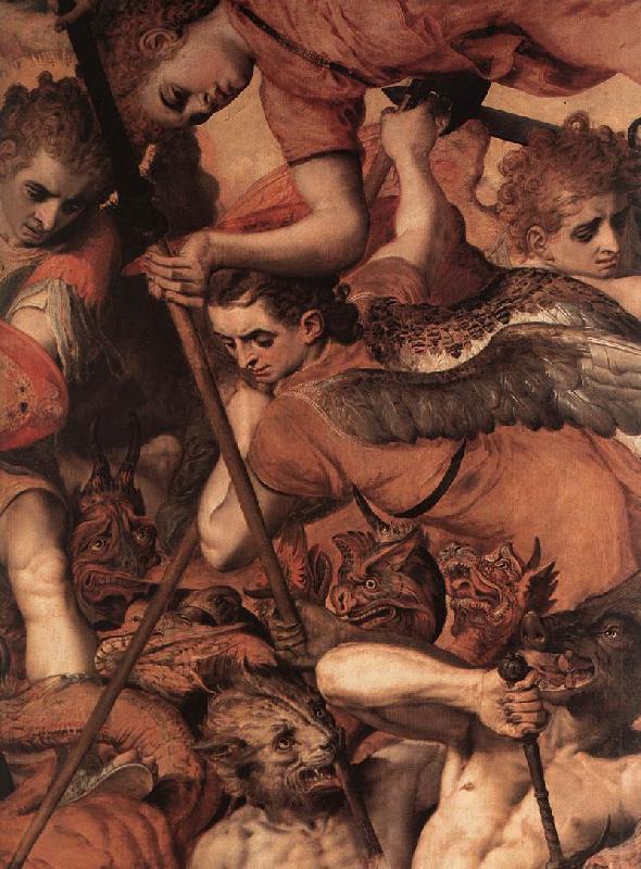 FLORIS, Frans The Fall of the Rebellious Angels (detail) dg